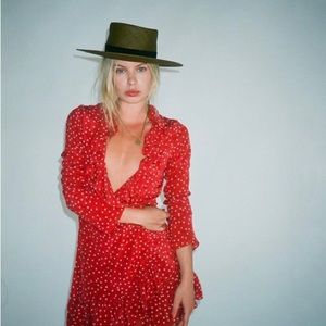 Réalisation Par Red Silk Wrap Dress